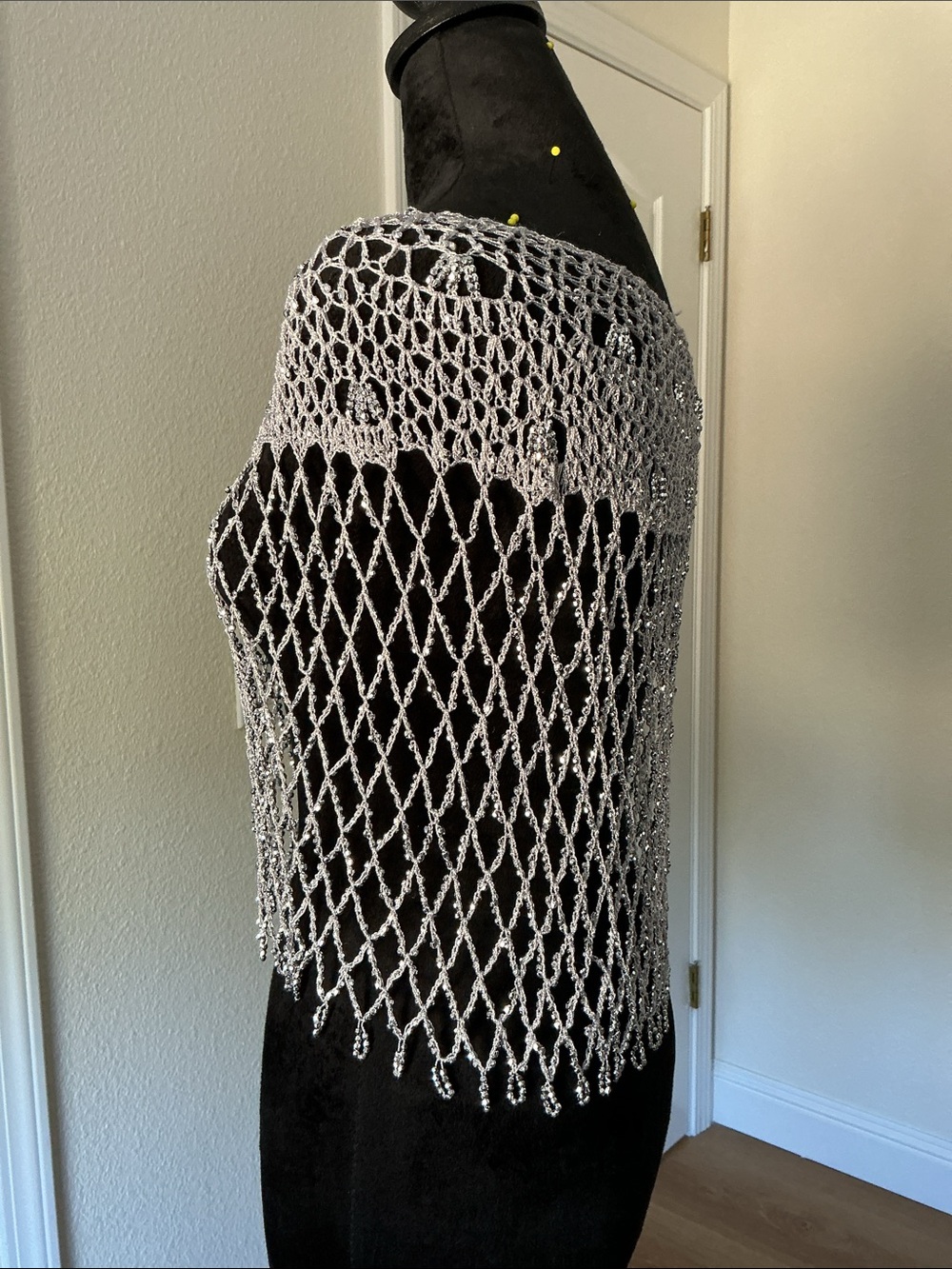 Handmade Silver Crochet Net Top/Skirt - Picture 2 of 3